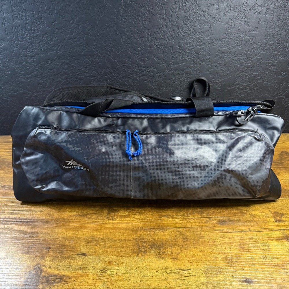 High Sierra AT8 Convertible Duffel Backpack Black Blue TPE‎ Coated Travel Bag